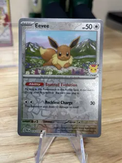 Eevee 2025 Prismatic Reverse Cosmos Promo Stamped Pokemon Day Card 074/131 (NM) - Image 1