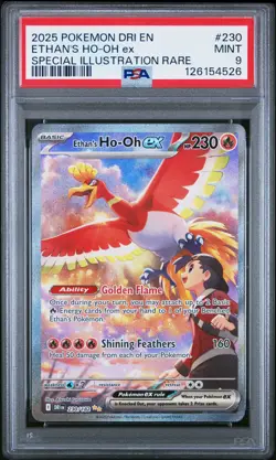 2025 POKEMON DRI EN-DESTINED RIVALS #230 ETHAN'S HO-OH EX PSA 9 - Image 1