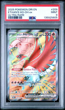 2025 POKEMON DRI EN-DESTINED RIVALS ULTRA RARE #209 ETHAN'S HO-OH EX PSA 9 - Image 1