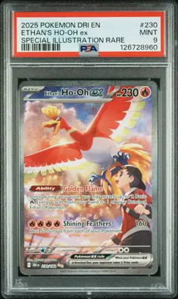 2025 POKEMON DRI EN-DESTINED RIVALS #230 ETHAN'S HO-OH EX PSA 9 - Image 1