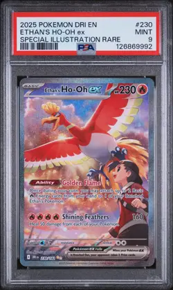 2025 POKEMON DRI EN-DESTINED RIVALS #230 ETHAN'S HO-OH EX PSA 9 - Image 1