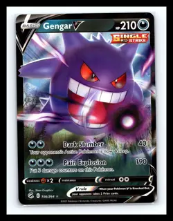 💥 Pokemon Card Gengar v 156/264 Fusion Strike Half Art Holo Ultra Rare - Image 1