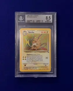 Beckett 8.5 Raichu Holo #14 Pokemon Fossil 1999 - Image 1