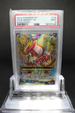 2016 Pokemon XY Evolutions 105/108 Full Art M Pidgeot EX PSA 9 Mint - Image 1