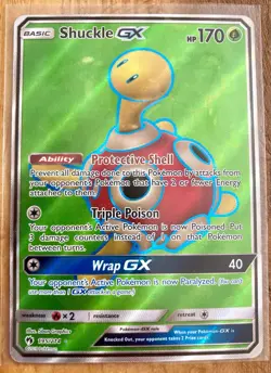 POKEMON SHUCKLE GX FULL ART 195/214 LOST THUNDER HOLO GREEN *MINT* - Image 1