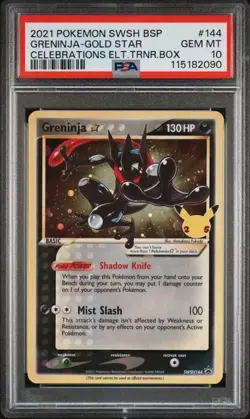 2021 Pokemon Celebrations Greninja Gold Star #144 ETB Promo PSA 10 - Image 1