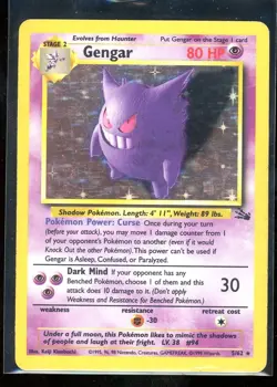 Pokemon Gengar 5/62 Fossil Unlimited: Holofoil - MP Condition TCG - Image 1