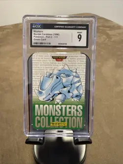 Pokemon Carddass Rhyhorn Monsters Collection Japanese 1996 Green CGC 9🔥 - Image 1