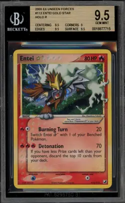 Pokemon Entei Gold Star EX Unseen Forces Holo Ultra Rare #113 BGS 9.5 - Image 1