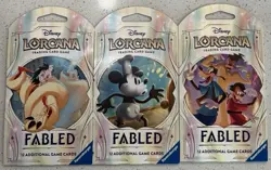 Disney Lorcana TCG - Fabled - Booster Pack - 3 Art Pack Lot - (3 Total Packs) - Image 1
