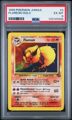 Pokemon 1999 Jungle Flareon 3/64 Holo - PSA 6 EX-MT - Image 1
