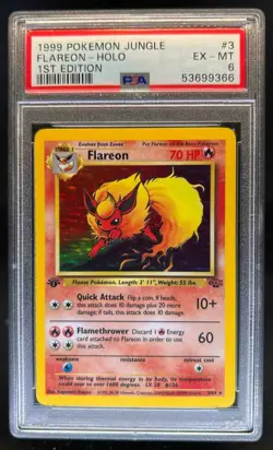 1999 Pokemon Jungle 1st Edition Flareon Holo #3/64 PSA 6 - Image 1
