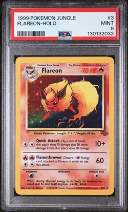 Pokemon 1999 Flareon 3/64 Holo Rare Jungle PSA 9 - Image 1