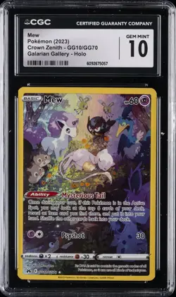 2023 POKEMON CROWN ZENITH GALARIAN GALLERY HOLO #GG10/GG70 MEW CGC 10 GEM MINT - Image 1