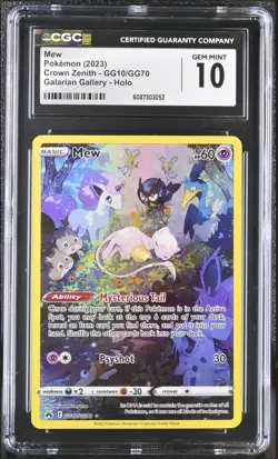 Mew GG10/GG70 Pokemon Crown Zenith: Galarian Gallery Holo CGC Gem Mint 10 - Image 1