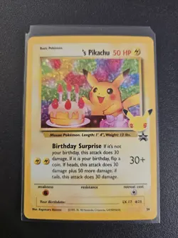Birthday Pikachu 24 Holo Black Star Celebrations Promo Pokemon Card NM - Mint - Image 3