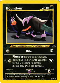 Pokemon TCG Neo Discovery Houndour 1st Edition 39/75 Uncommon LP - Image 1