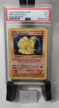 1999 Ninetales Shadowless Holo Base Set Pokemon #12 PSA 5 - Image 1