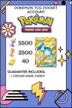 Pokemon TCG Pocket NEW Account 5500/2500 HG 40 Gold 1 Crown Rare Candy(CHN) - Image 1