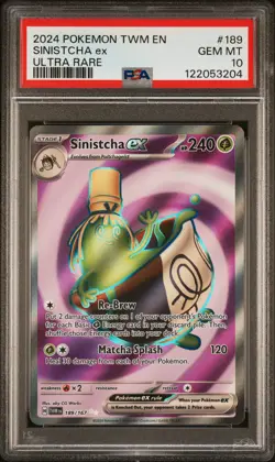 2024 POKEMON TWM EN-TWILIGHT MASQUERADE ULTRA RARE #189 SINISTCHA EX PSA 10 - Image 1
