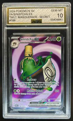 2024 Pokemon SV Twilight Masquerade TWM EN Sinistcha ex #189/167 AGS 10 - Image 1