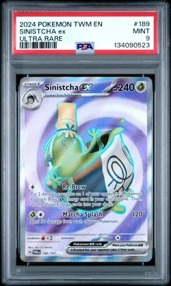 2024 POKEMON TWM EN-TWILIGHT MASQUERADE ULTRA RARE #189 SINISTCHA EX PSA 9 - Image 1