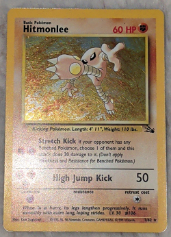 Hitmonlee 7/62 Fossil Holo Rare Pokemon Card Base Set Unlimited - Near Mint - Image 1