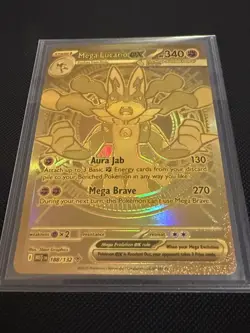 Pokemon Mega Lucario EX TCG Gold Holo Rare Card 188/132 - Image 3