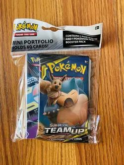 Pokemon Sun & Moon Team Up Mini Portfolio With Booster Pack - NEW - Image 1