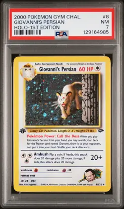 2000 POKEMON GYM CHALLENGE HOLO-1ST ED #8 GIOVANNI'S PERSIAN PSA 7 - Image 1