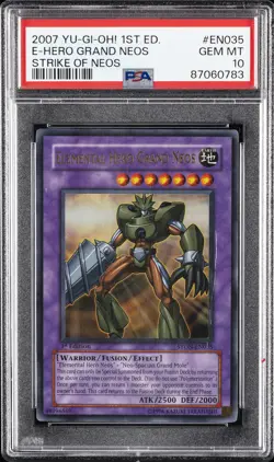 2007 YU-GI-OH! STON-STRIKE OF NEOS 1ST EDITION ELEMENTAL HERO GRAND NEOS PSA 10 - Image 1