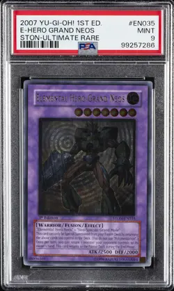 2007 YU-GI-OH! STON-STRIKE OF NEOS #EN035 ELEMENTAL HERO GRAND NEOS PSA 9 - Image 1