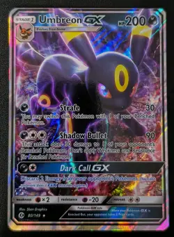 Pokemon TCG Umbreon GX Ultra Rare Card SM Base Set 80/149 NM - Image 1