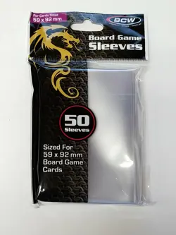BCW 50 Count Board Game Card Protector Sleeves Clear 59 x 92 mm NEW NIP - Image 1