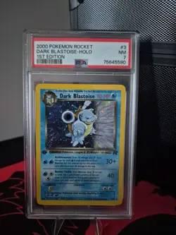 PSA 7 - 1st EDITION 2000 DARK BLASTOISE 3/82 Team Rocket Pokemon WOTC Mint Holo - Image 1