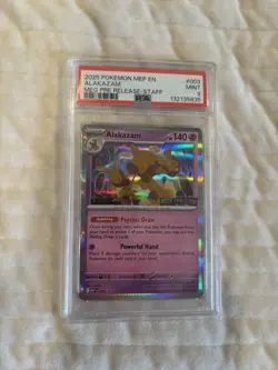 Pokemon TCG PSA 9 Alakazam Mega Evolution Prerelease Staff Promo 003 - Image 1