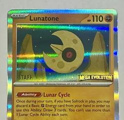 2025 Pokemon LUNATONE Holo Prerelease Staff Promo Mega Evolution 4 Mint+ Alt Art - Image 2