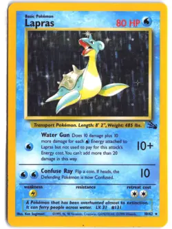 Lapras 10/62 Holo Rare Fossil Pokemon - Image 1