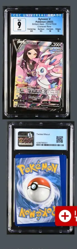 Pokemon TCG Miscut Error Sylveon V tg14 CGC Graded - Image 3