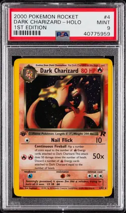 2000 POKEMON ROCKET 1ST ED #4 DARK CHARIZARD-HOLO PSA 9 - Image 1