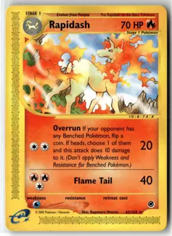 Rapidash ⭐ 62/165 Rare Expedition Base Set 2002 Pokemon LP - Image 1