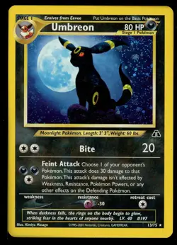 Pokemon Umbreon 13/75 Neo Discovery Holo Rare 2001 Lightly Played Vintage Card - Image 1