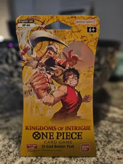 One Piece KINGDOMS OF INTRIGUE English Sleeved Booster OP-04 Sealed 12-Card Pack - Image 1