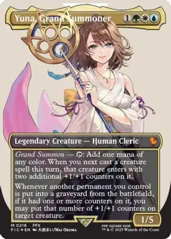 Yuna, Grand Summoner (Borderless) (Surge Foil) (FIC-216) - Commander: FINAL FAN - Image 1