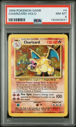 PSA 8 Charizard Base Set Holo Rare Pokemon Card #4 Nm-Mt Look - Image 1