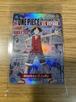 One Piece Monkey.D.Luffy College Basketball US Voyage Promo Card RARE - SEALED - Image 1