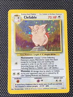Clefable 1/64 Holo Rare ERROR Pokemon Card, Jungle No Set Symbol Misprint - Image 1