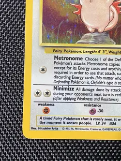 Clefable 1/64 Holo Rare ERROR Pokemon Card, Jungle No Set Symbol Misprint - Image 5
