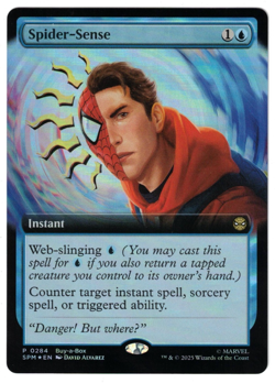 MTG SPIDER-SENSE MARVEL'S SPIDER-MAN EXTENDED ART FOIL BUY-A-BOX PROMO BLUE NM - Image 1
