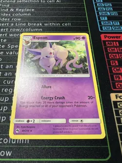Pokemon TCG - 2018 Espeon 89/214 - Lost Thunder Rare - MINT - Image 3